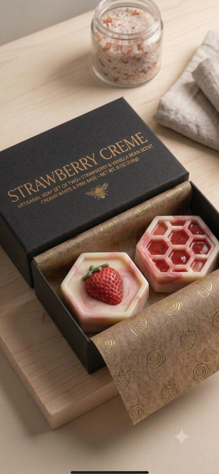 Strawberry Creme Soap Set – Nourishing & Fragrant Body Care